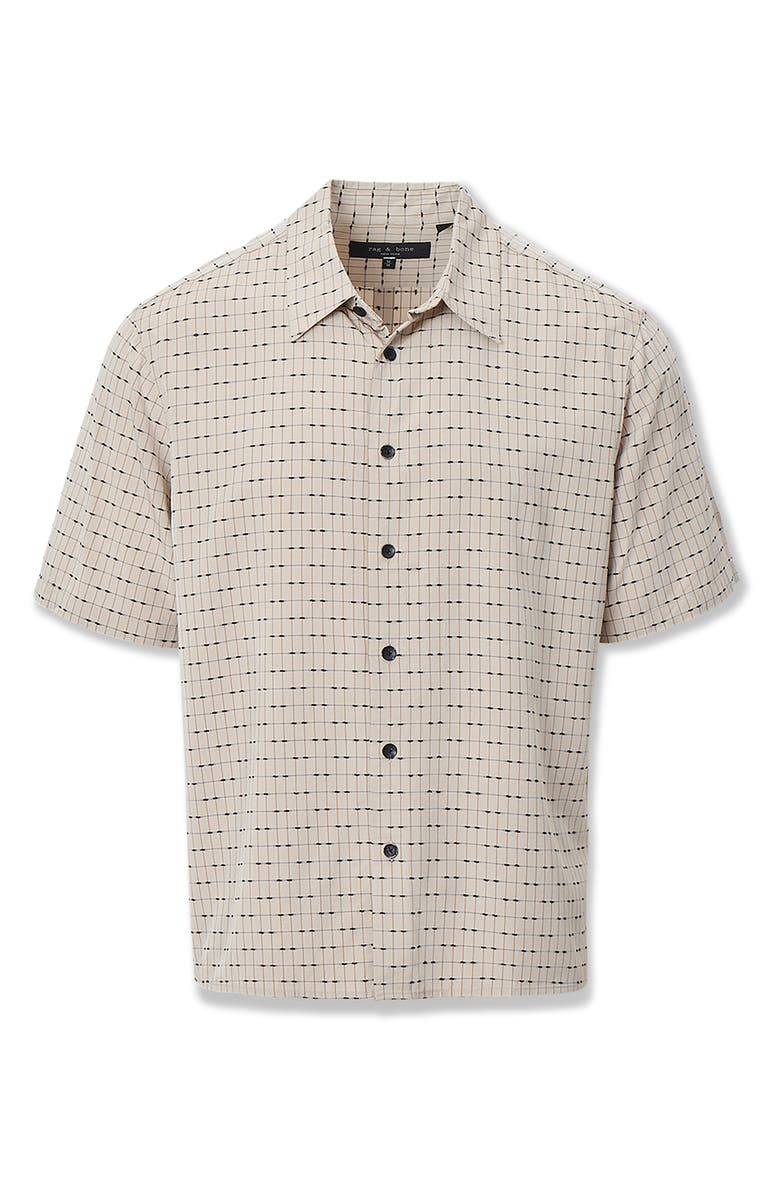 rag & bone Dalton Jacquard Short Sleeve Button-Up Shirt, Alternate, color, Pale Taupe Valentine Stripe