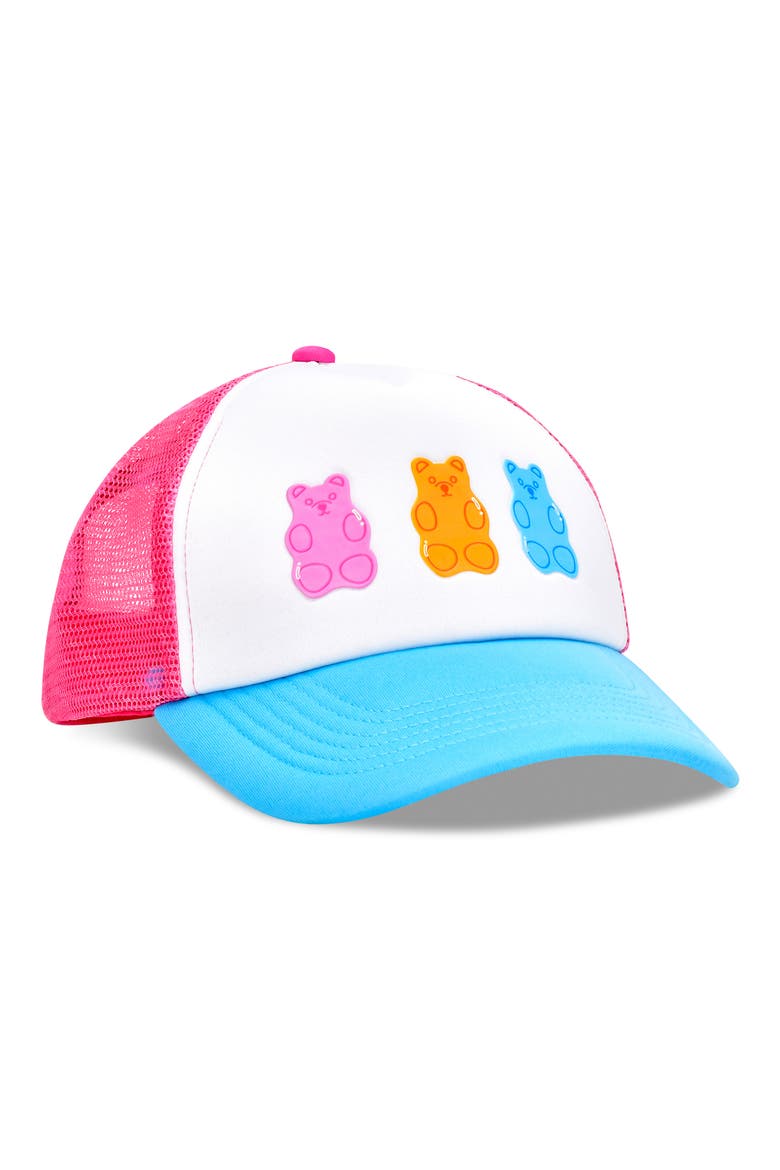 Kids' Jelly Bear Trucker Hat, Alternate, color, PINK MULTI