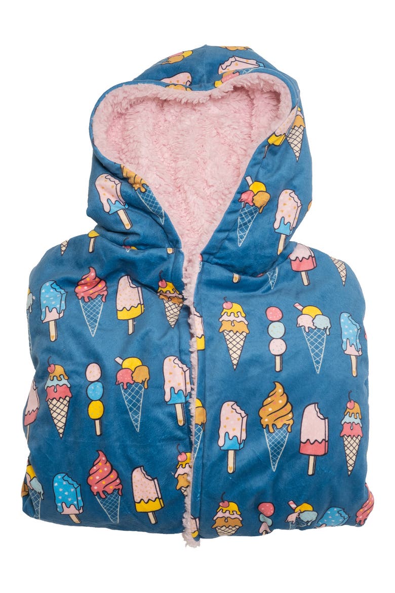 Kids' Reversible Ice Cream Hooded Robe, Alternate, color, BALLET SLIPPER