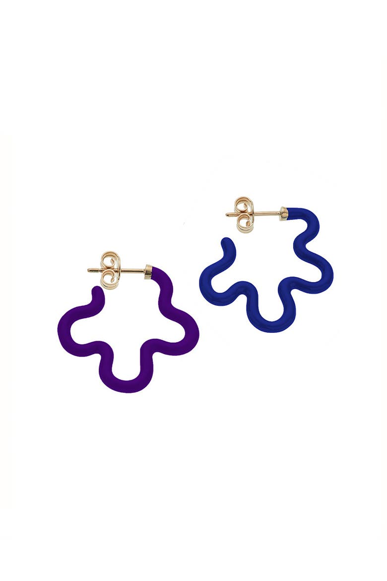 Flower Power Enamel Earrings, Main, color, Dark Navy / Deep Purple