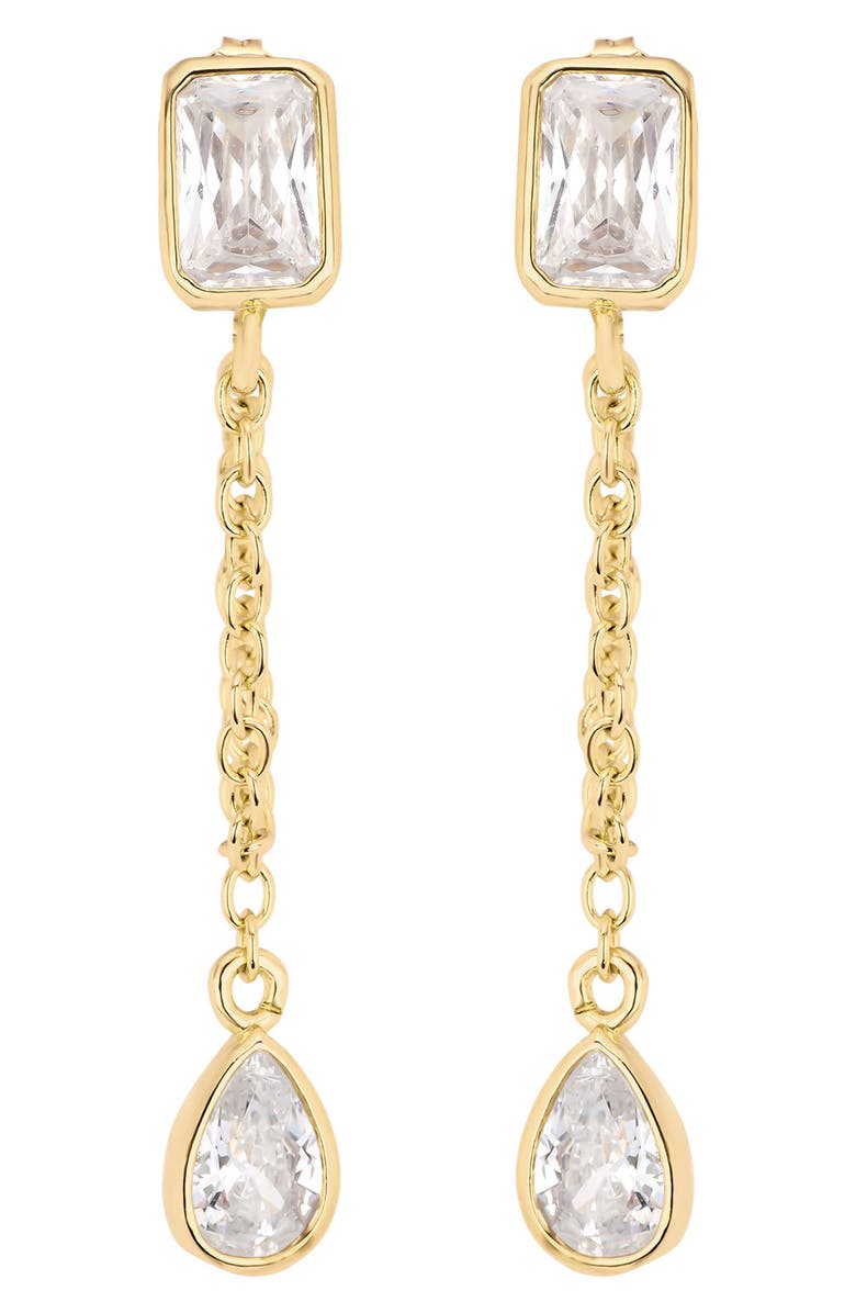 ATHRA LUXE Modern Muse CZ Chain Drop Earrings, Main, color, Gold