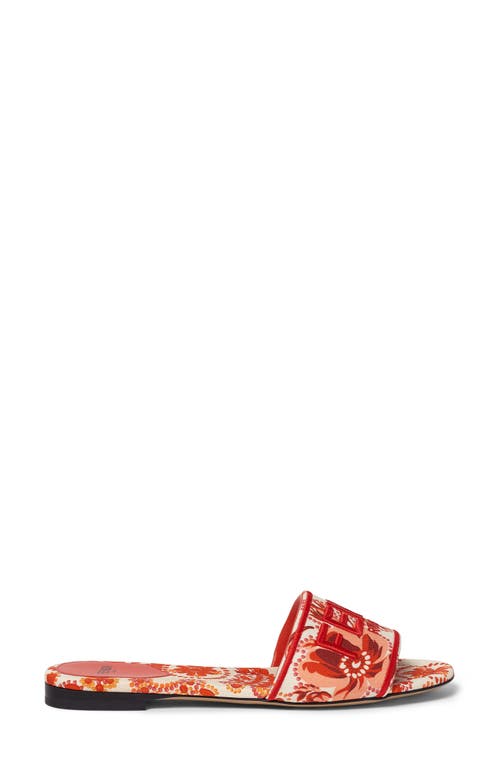Fendi Red And Camelia Canvas Slides