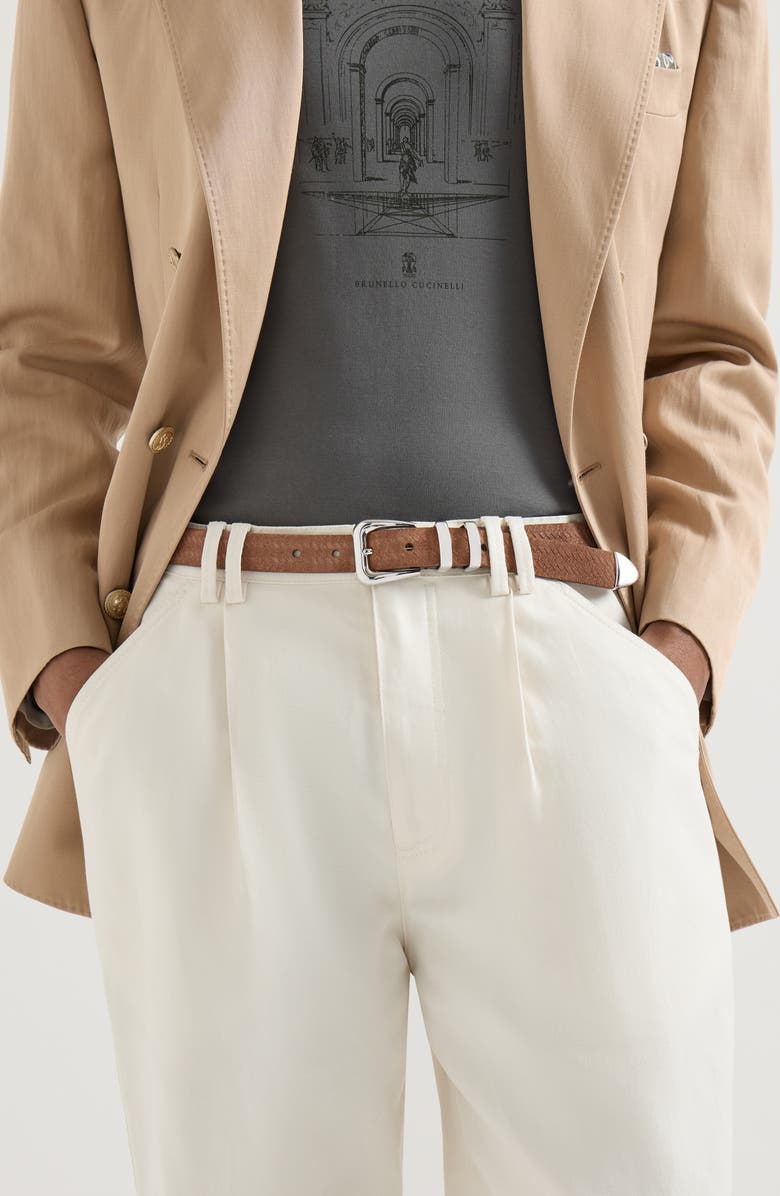 Brunello Cucinelli Reversed calfskin belt, Alternate, color, Hazelnut