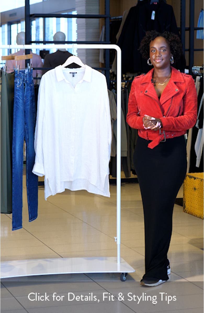 Crinkled Stripe Organic Linen Button-Up Shirt, sales video thumbnail