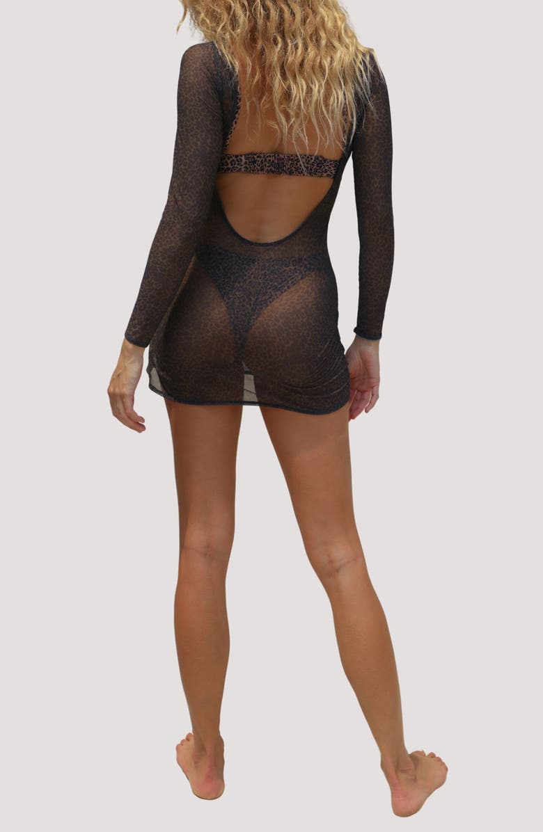 Stone Fox Swim Rua Long Sleeve Mesh Cover-Up Minidress, Alternate, color, 