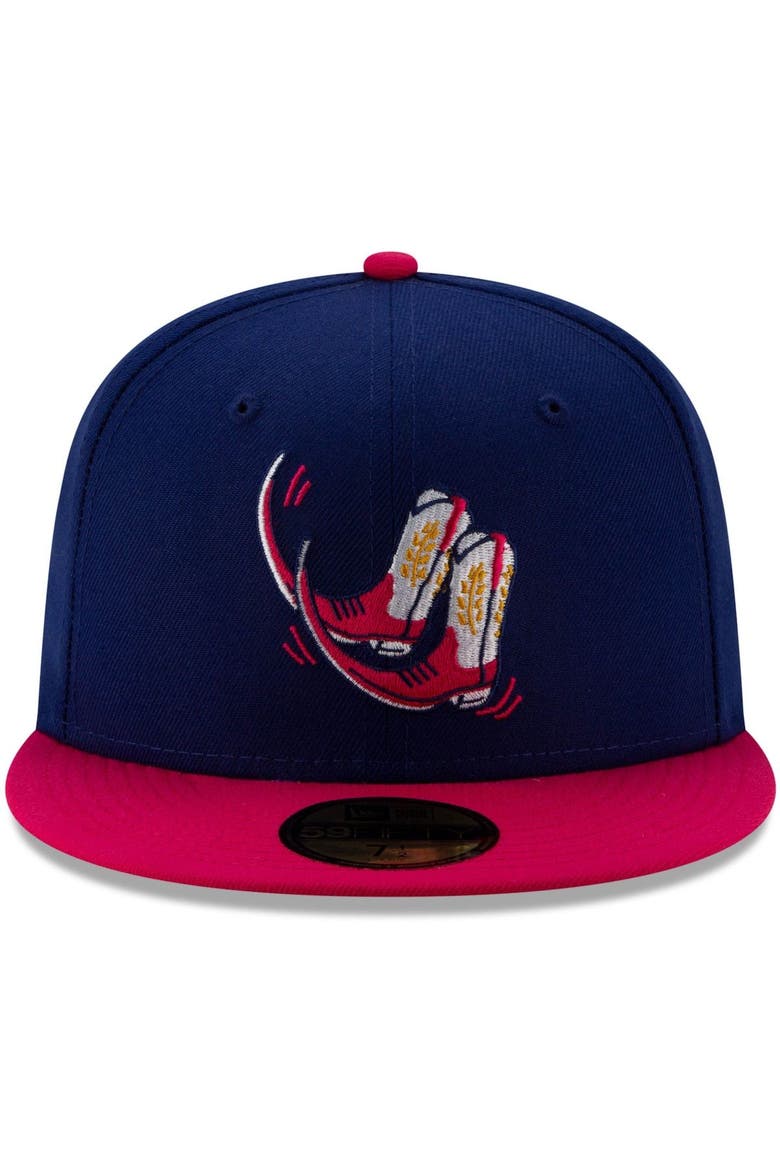 Men's New Era Navy/Pink Pointy Boots de Amarillo Copa de la Diversion 59FIFTY Fitted Hat, Alternate, color, Navy