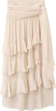 MANGO Tiered Maxi Skirt