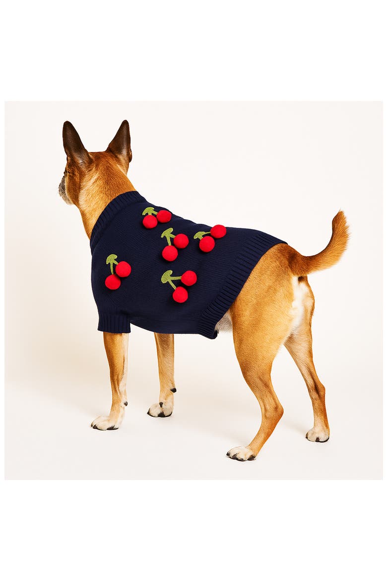 Cherries 3D Icon Dog Sweater, Alternate, color, BLUE