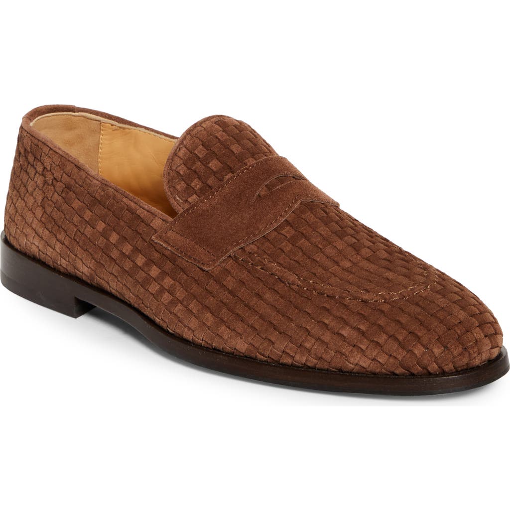 Brunello Cucinelli Woven Texture Loafers With Kleather Finish In Brown