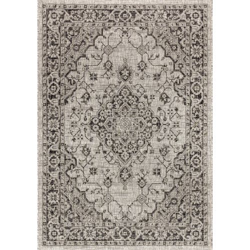 Jonathan Y Rozetta Boho Medallion Textured Weave Indoor/outdoor Area Rug In Gray/black