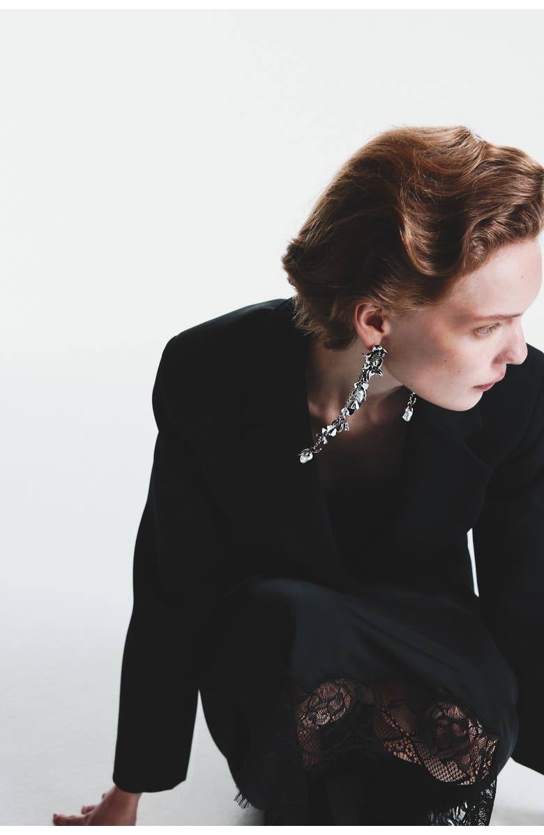 H&M Long Earrings, Alternate, color, Silver-Colored