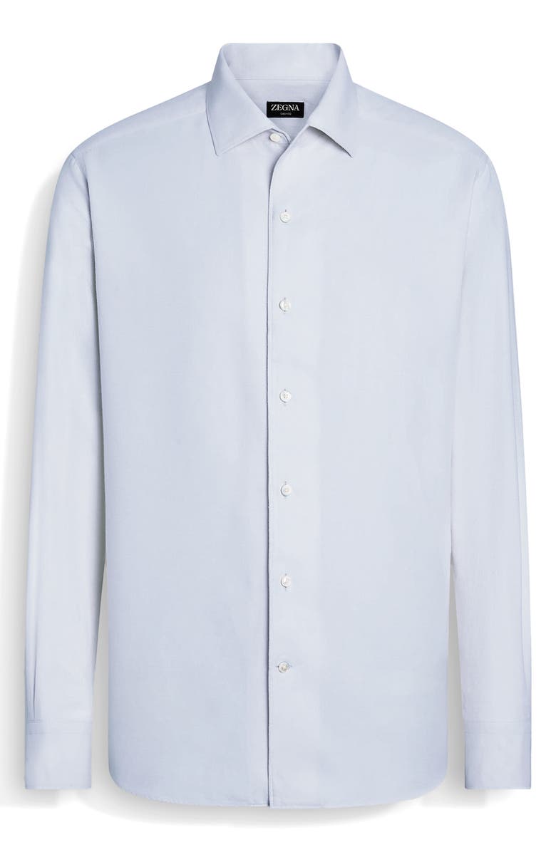 ZEGNA Cashco Cashmere & Cotton Button-Down Shirt, Alternate, color, Light Blue