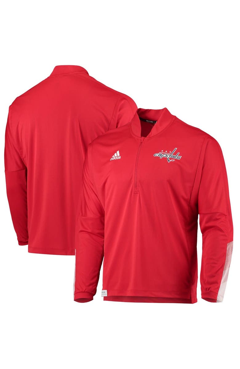 adidas Men's adidas Red Washington Capitals Primeblue Quarter-Zip Jacket, Main, color, 