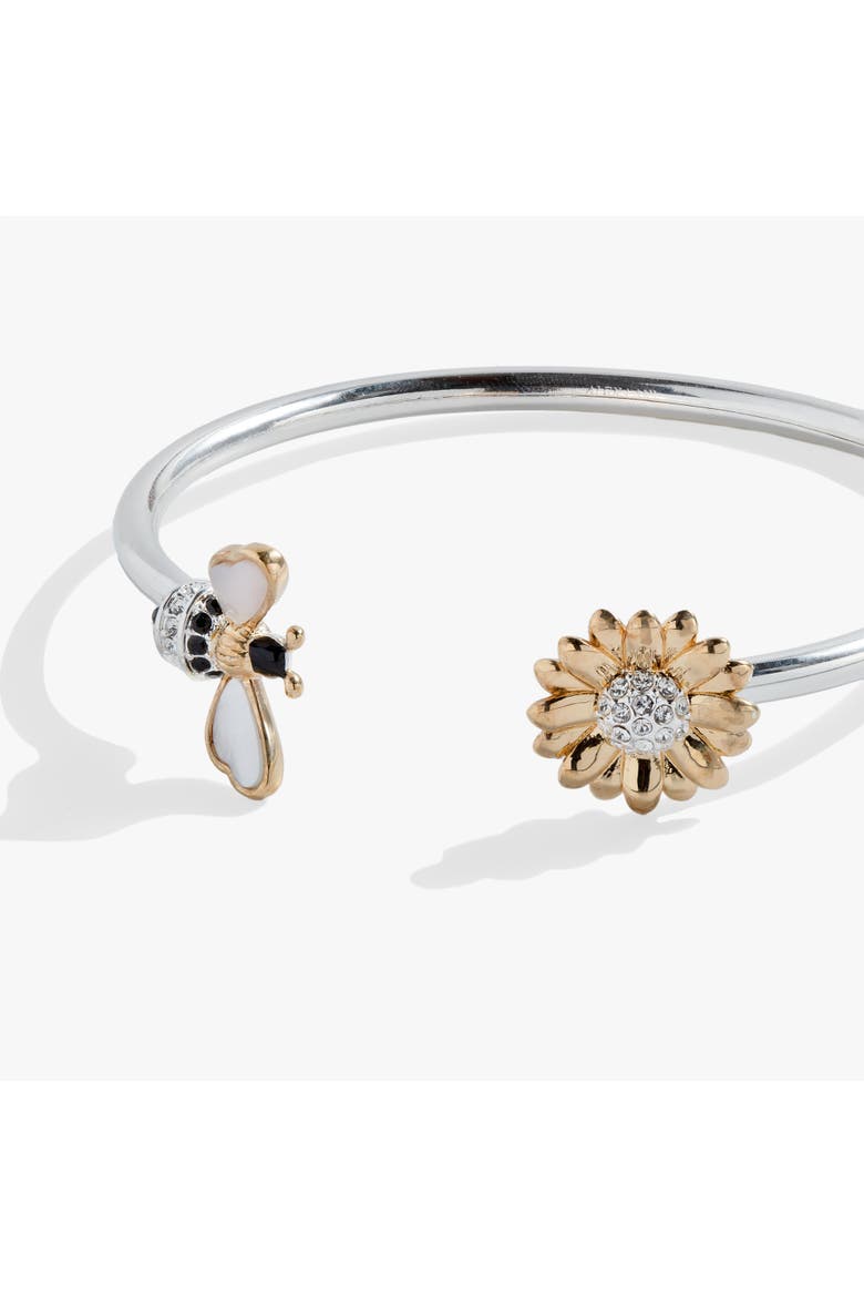 Sunflower & Bee Flex Cuff, Alternate, color, Silver