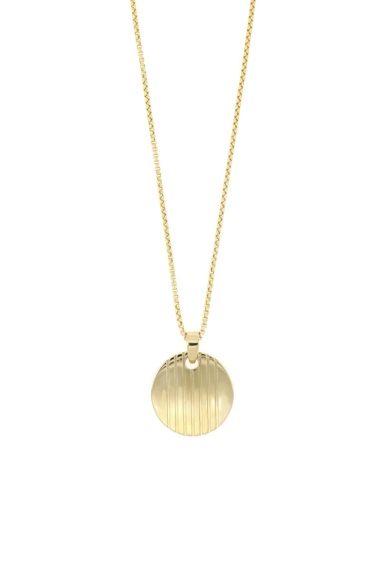 Men's 14K Gold Stripe Disc Pendant Necklace, Main, color, 14K YELLOW GOLD