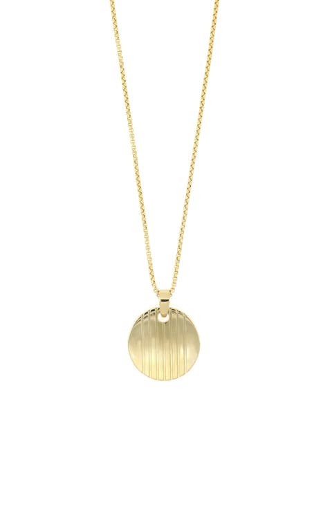 Men's 14K Gold Stripe Disc Pendant Necklace (Nordstrom Exclusive)