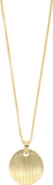 Bony Levy Men's 14K Gold Stripe Disc Pendant Necklace