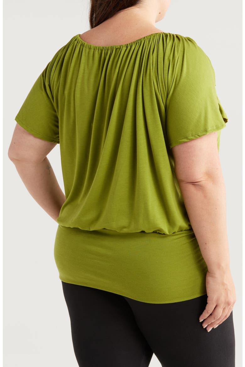 Banded Blouson Top, Alternate, color, KIWI