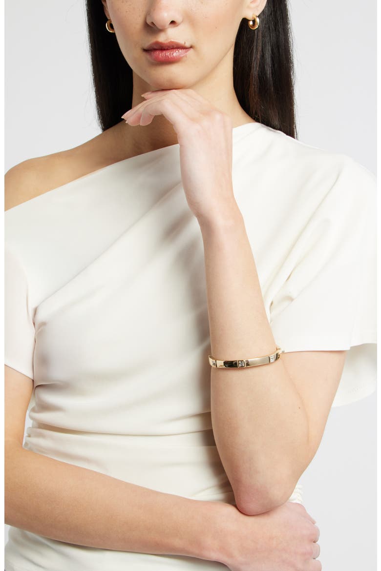 Crystal Accent Bangle, Alternate, color, CLEAR- GOLD