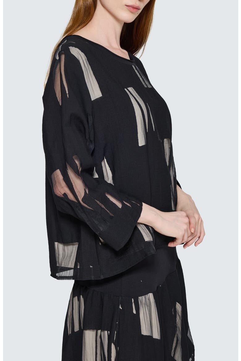 Selindra Sheer Jacquard Blouse, Alternate, color, Ivory Black