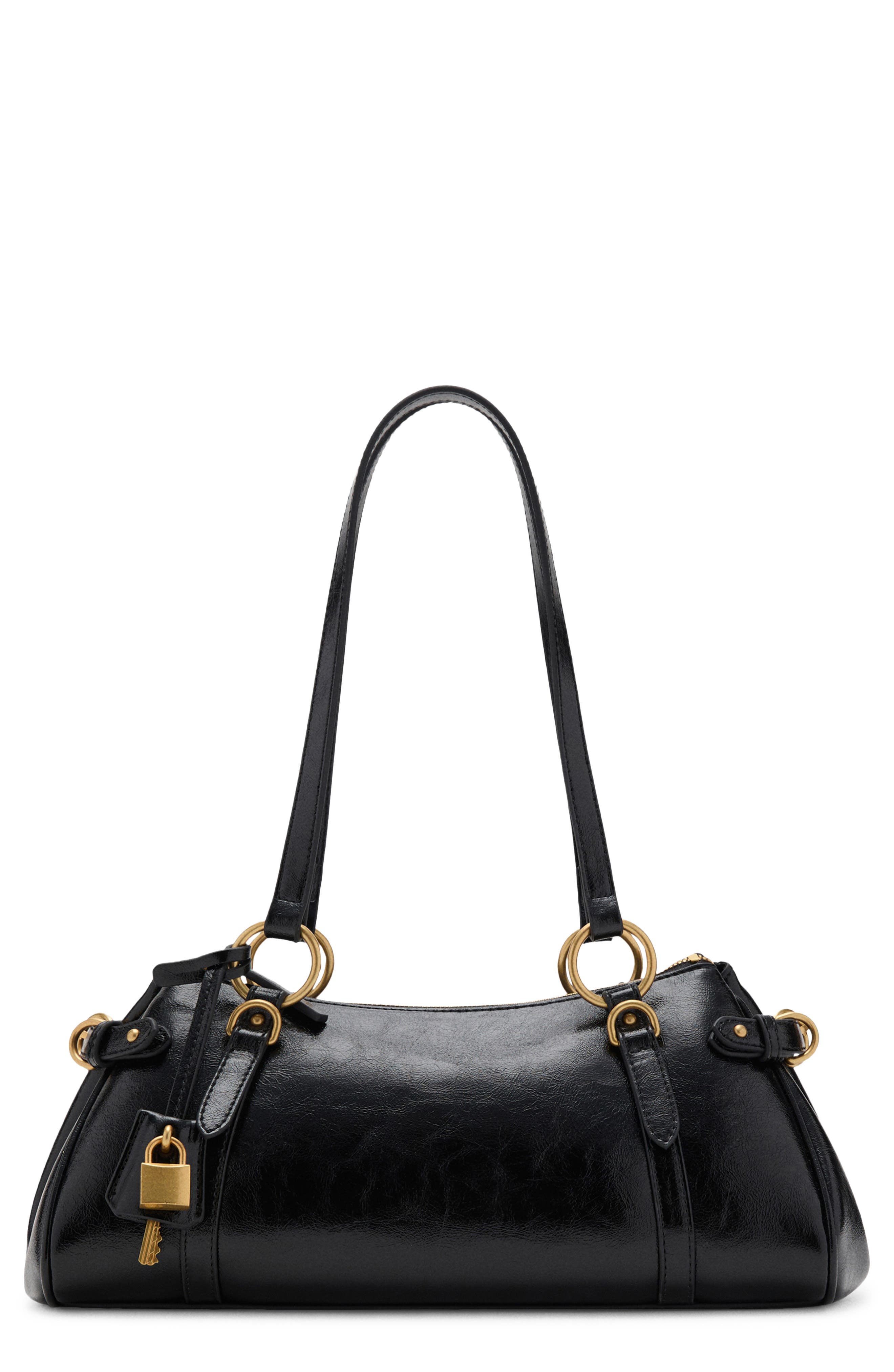 MANGO Faux Leather Bowling Shoulder Bag, Main, color, 