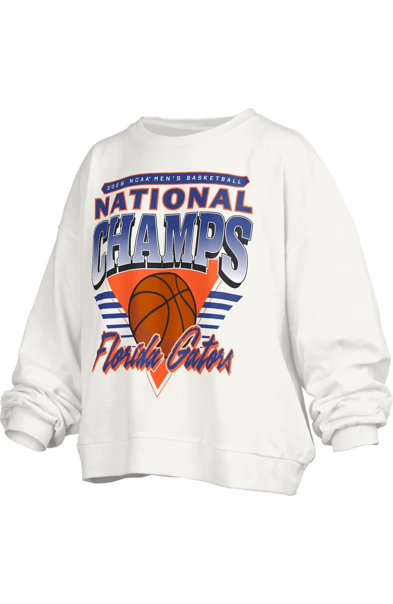 PRESSBOX Women's Pressbox White Florida Gators 2025 NCAA Men's Basketball National Champions Trilogy Basketball Janice Oversized Fleece Pullover Sweatshirt, Alternate, color, 