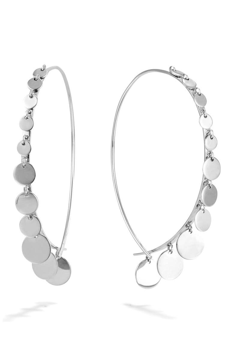 Jewelry Dangling Disc Upside Down Earrings, Main, color, WHITE GOLD