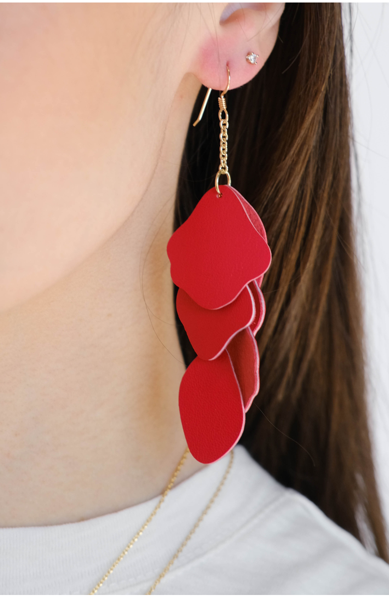 Nickel & Suede Florence Earrings, Alternate, color, Pomegranate / Gold Metal