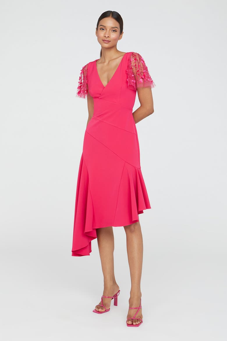 Jazlyn Asymmetric Dress, Alternate, color, Begonia