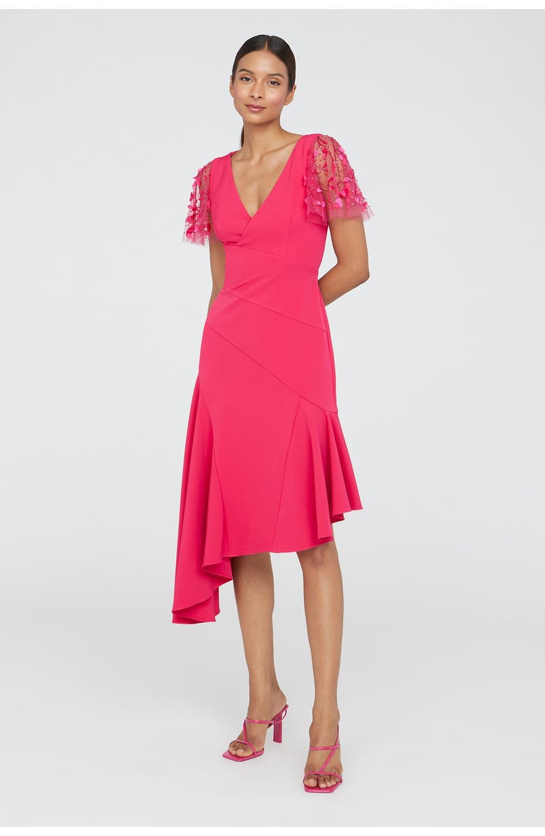 Theia Jazlyn Asymmetric Dress, Alternate, color, Begonia