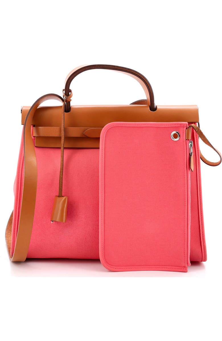 Pre-Owned Hermes Herbag Zip Leather and Toile 31, Alternate, color, Rose Azalee