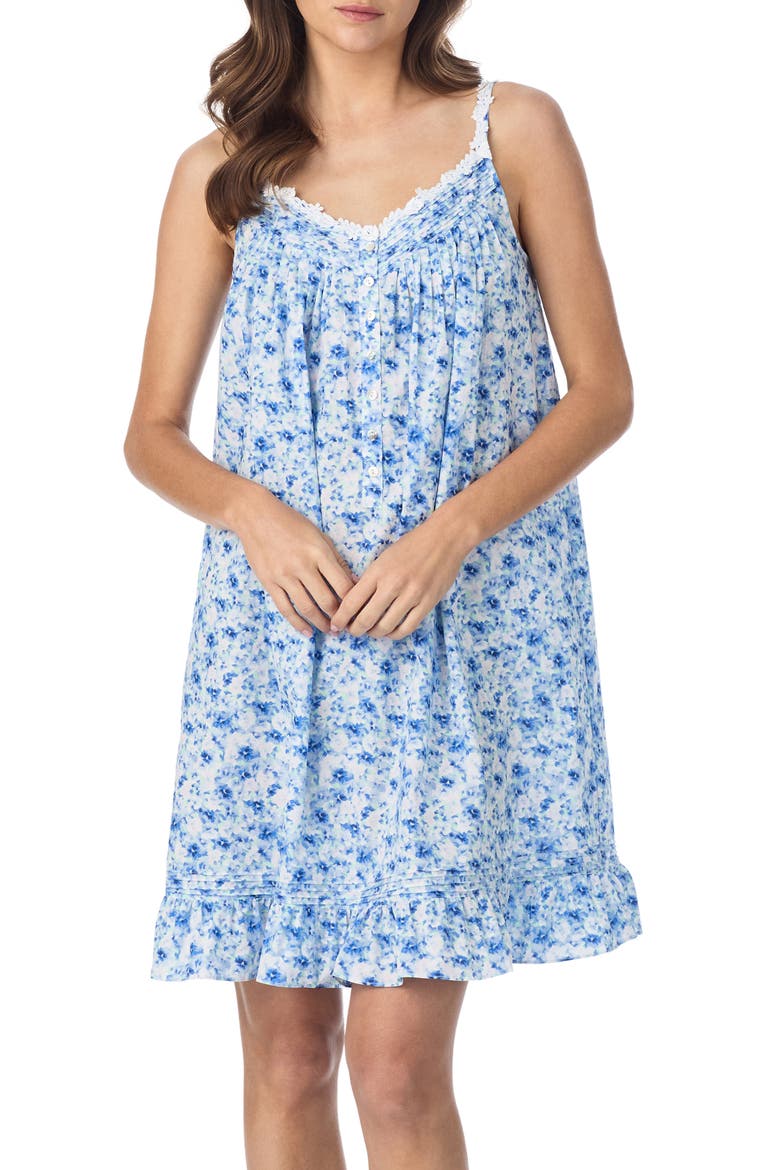 Floral Sleeveless Cotton Chemise, Main, color, PINK/ LILAC