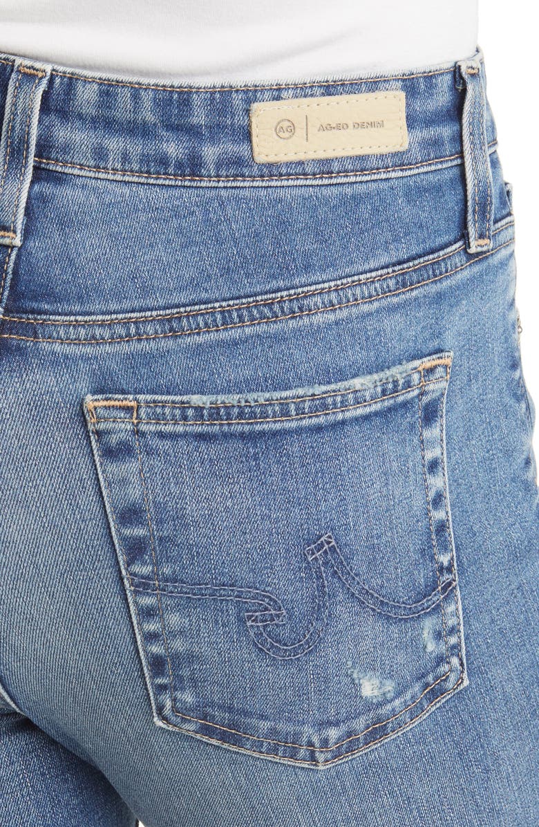 AG Farrah Raw Hem High Waist Bootcut Jeans, Alternate, color, 14 Years Intent