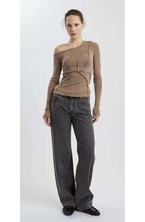 Pepper Long Sleeved Off Shoulder T Shirt