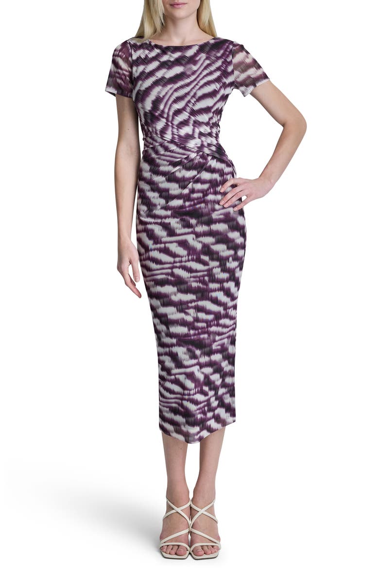 Side Knot Midi Dress, Main, color, PLUM MULTI