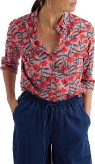 Seasalt Cornwall Larissa Floral Crinkled Organic Cotton Button-Up Shirt