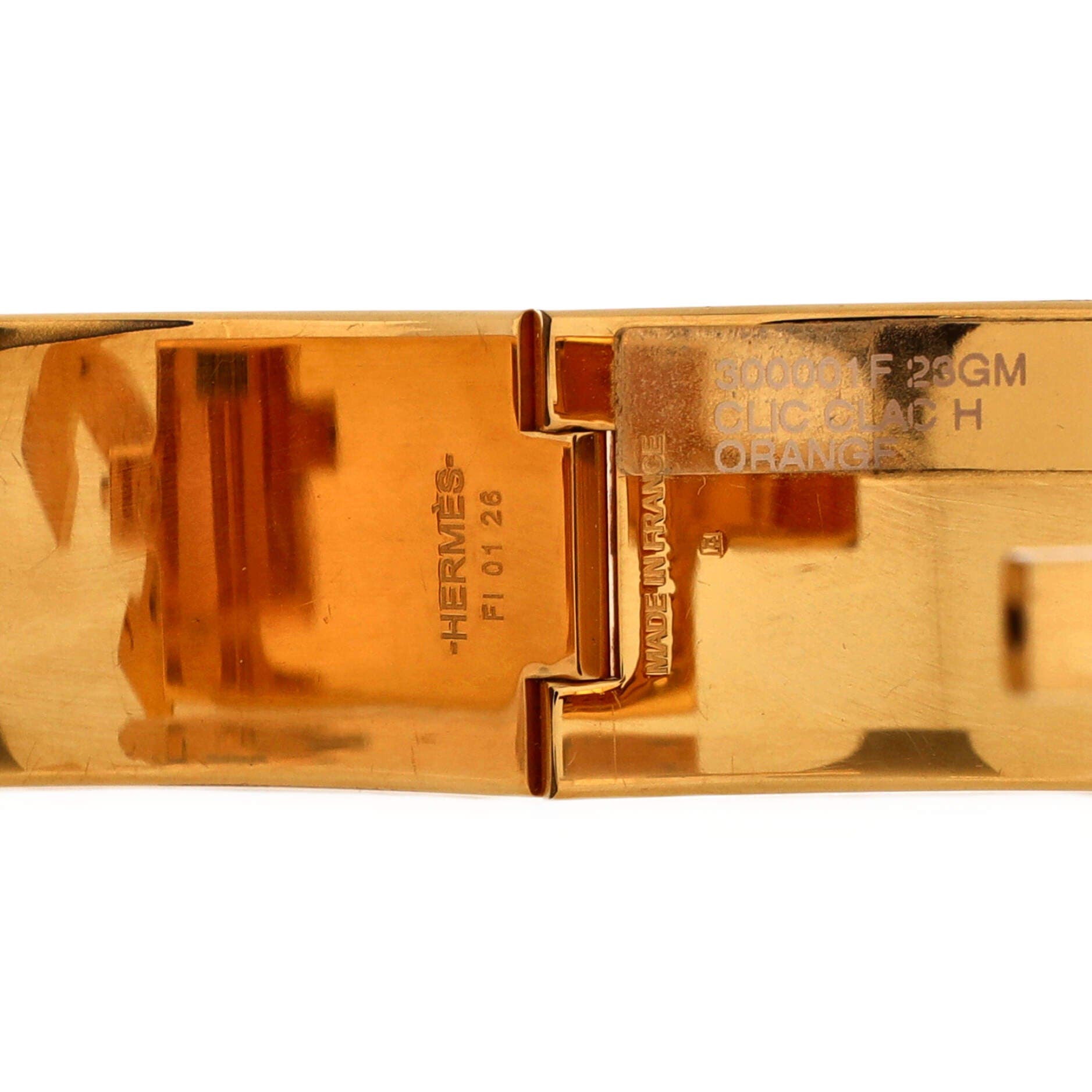 Pre-Owned Hermes Clic Clac H Bracelet Metal and Enamel Wide, Alternate, color, Orange