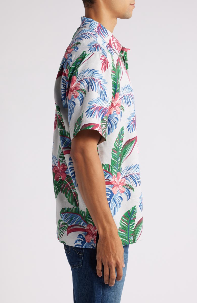 Tommy Bahama Frond Fusion Short Sleeve Silk Blend Button-Up Shirt, Alternate, color, Breeze