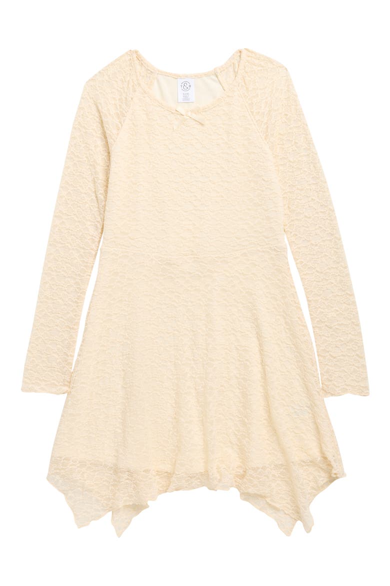 Kids' Long Sleeve Lace Dress, Main, color, BEIGE ANGORA