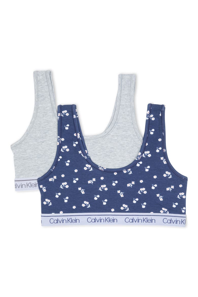 Monogram Bralettes - Pack of 2, Main, color, WILDFLOWER/ HEATHER GREY