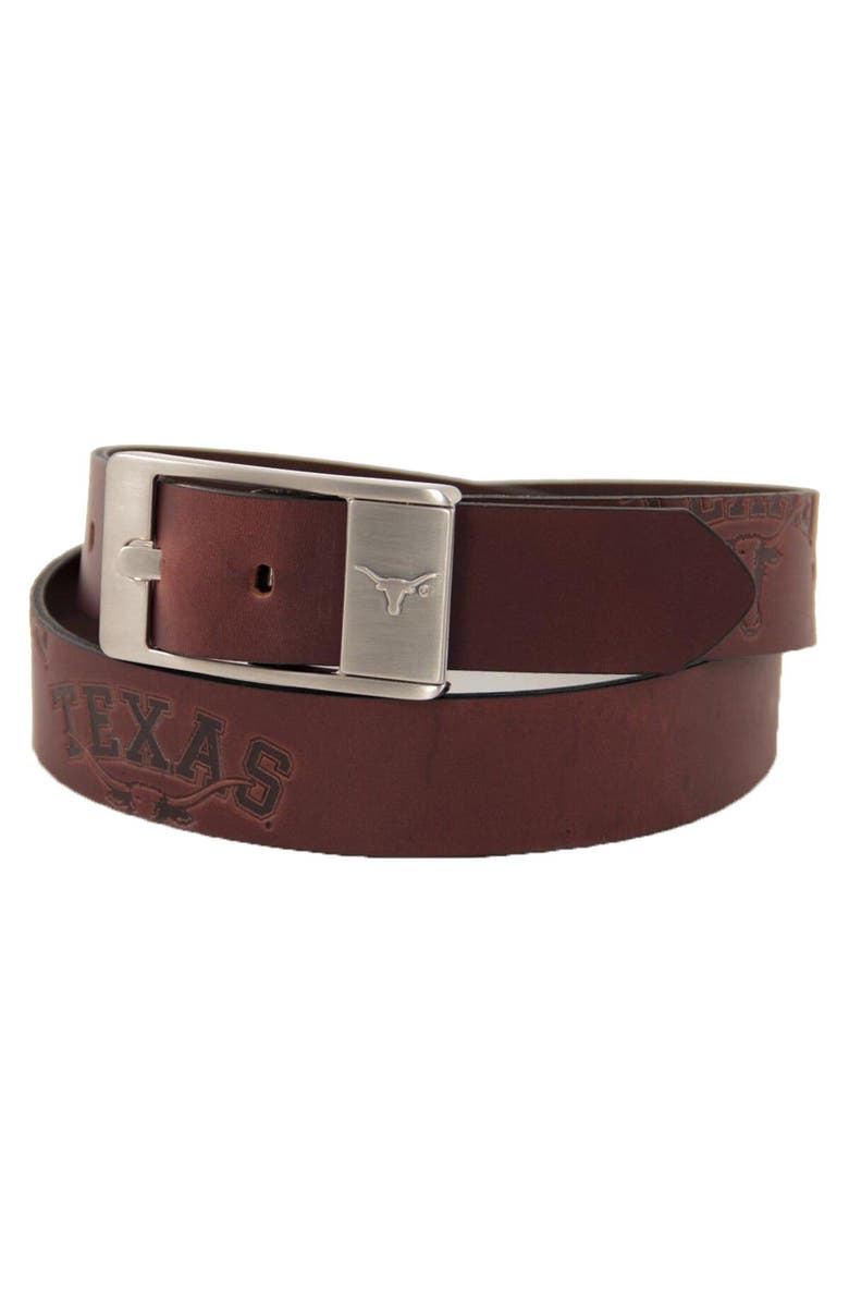 EAGLES WINGS Texas Longhorns Brandish Leather Belt - Brown, Main, color, Brown