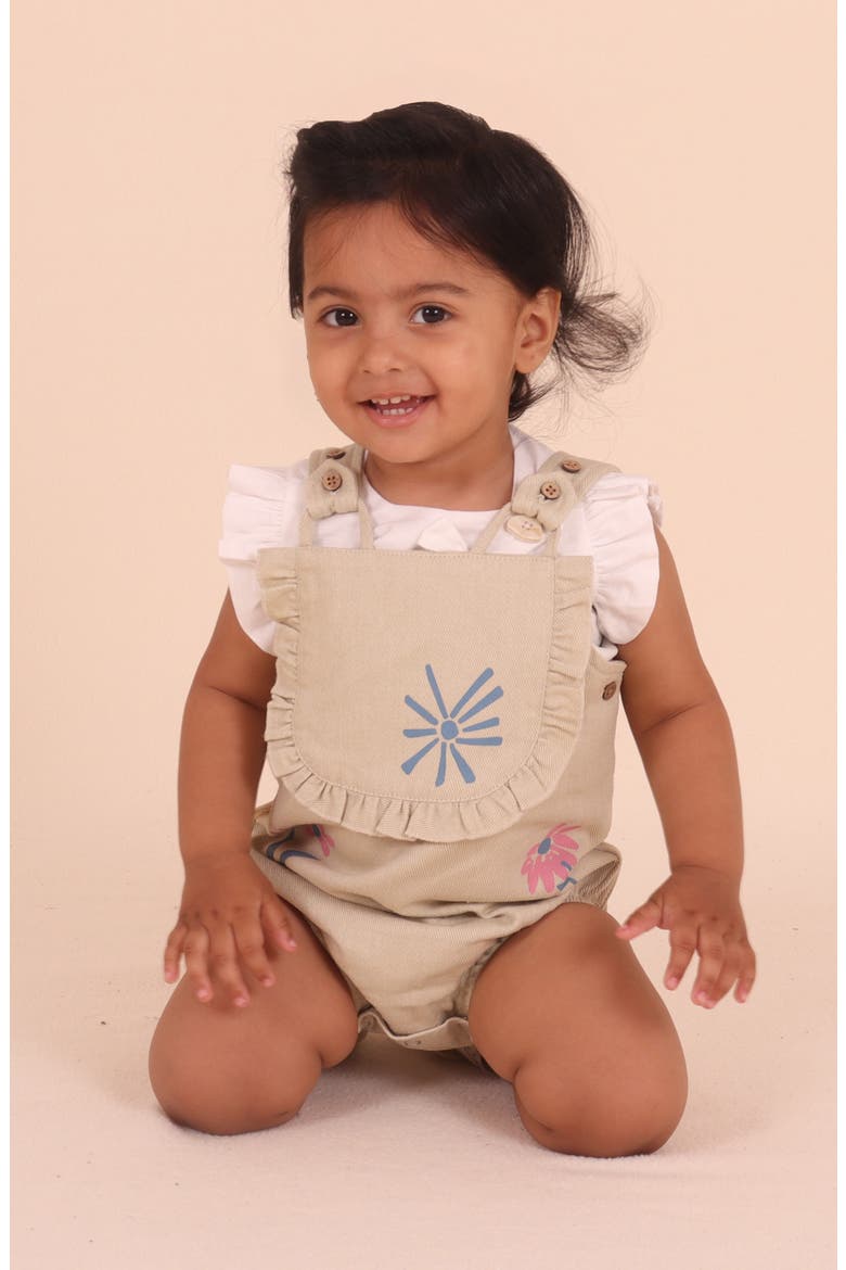 Floral Print Cotton Overalls, Alternate, color, CREAM
