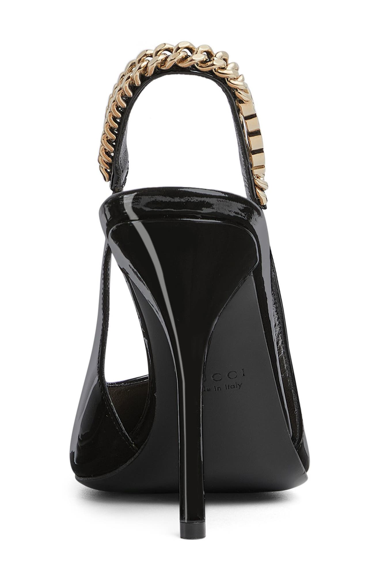Gucci Signoria Pointed Toe Slingback Pump, Alternate, color, 1000 Nero