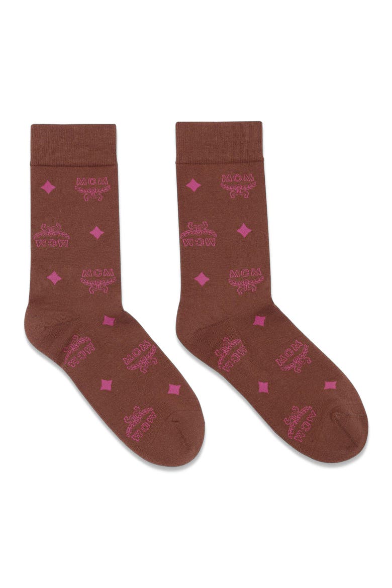 Monogram Knit Socks, Main, color, Sangria Sunset