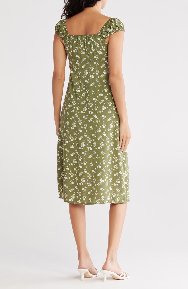 Madden Girl Puff Sleeve Lace Trim Midi Dress, Alternate, color,