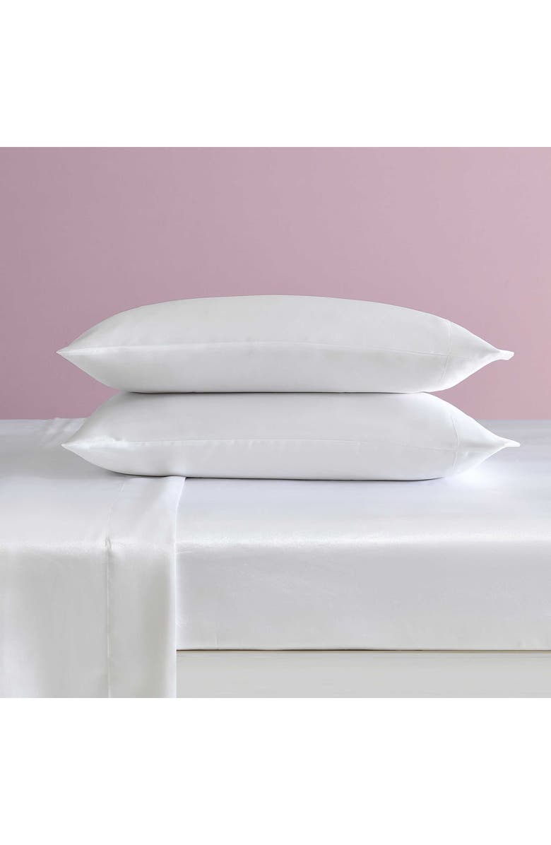 Betsey Johnson Solid Satin Sheet Set, Alternate, color, White