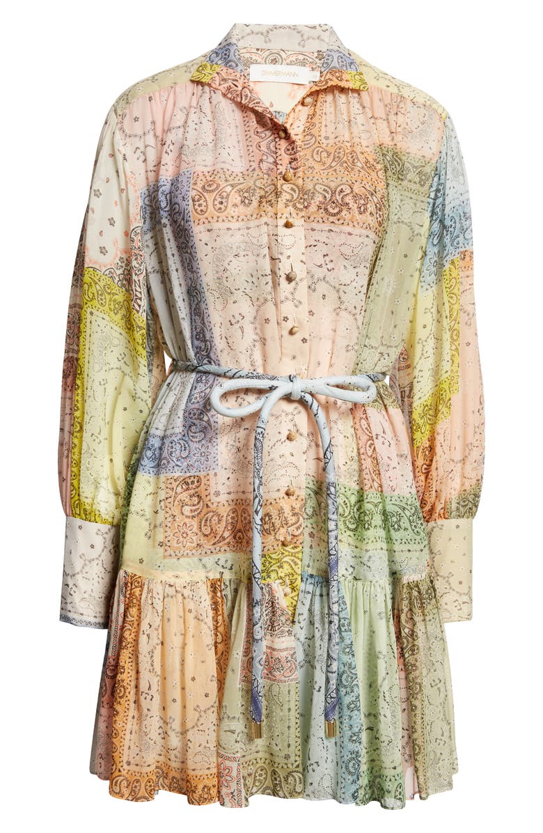 Zimmermann Matchmaker Lantern Long Sleeve Cotton & Silk Dress, Alternate, color,