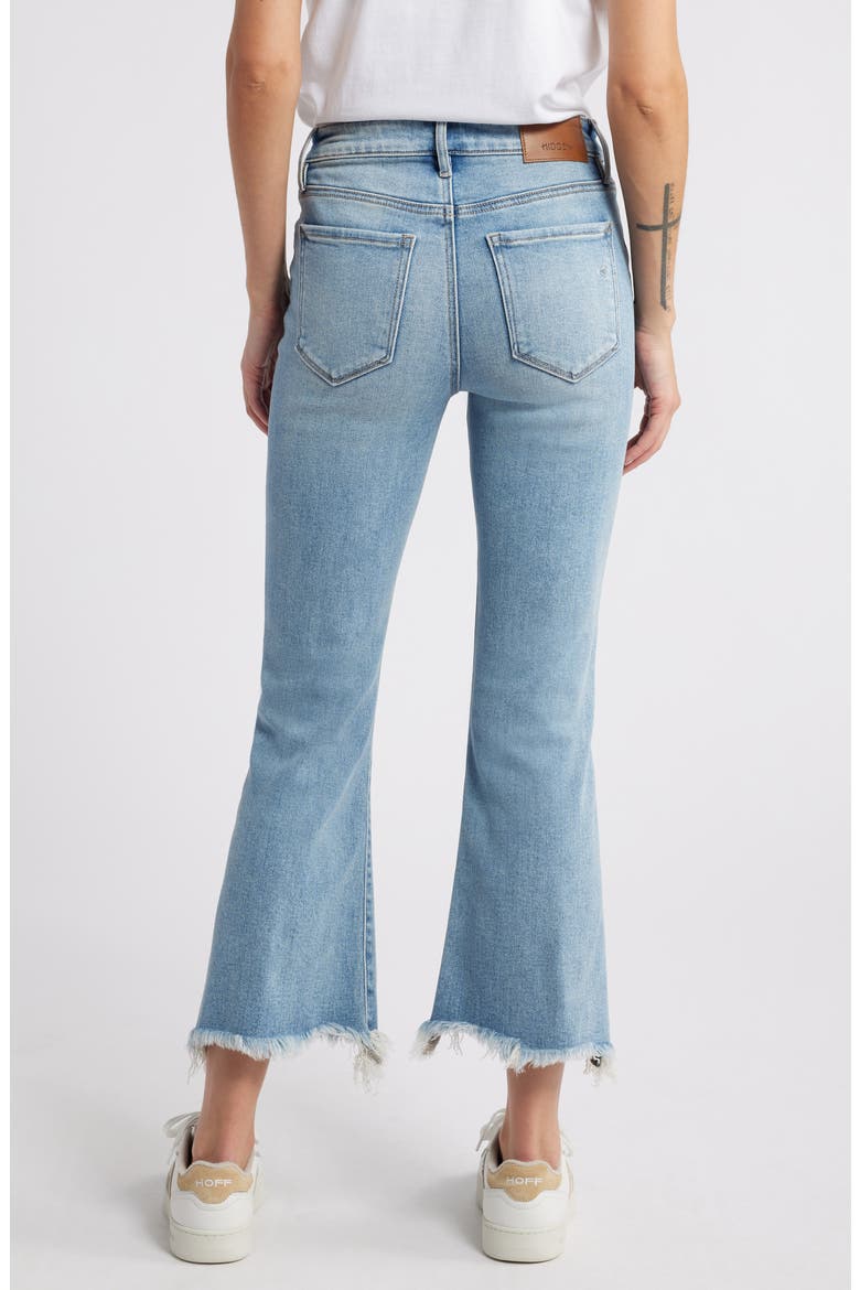 High Waist Raw Hem Crop Flare Jeans, Alternate, color, LIGHT WASH