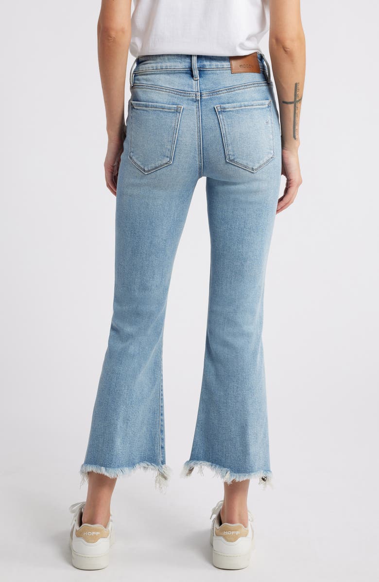 HIDDEN JEANS High Waist Raw Hem Crop Flare Jeans, Alternate, color, Light Wash