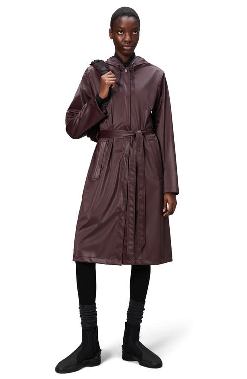 Rains Waterproof A-line Long Raincoat In Burgundy